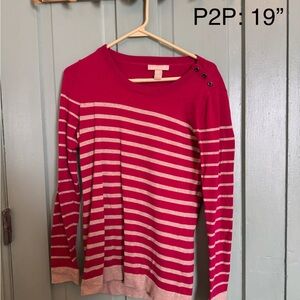 Banana Republic Pink and Beige Sweater with Button Shoulder Detail, Size Medium